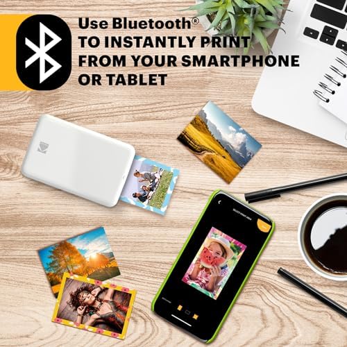 Bild 2 - KODAK Step Sofort-Smartphone-Fotodrucker - Tragbarer Mini-Farb-Mobilfotodrucker - Zink 2x3” Klebefotos - Bluetooth-kompatibel mit iOS- & Android-Geräten - Spaßige Bearbeitungs-App - Weiß