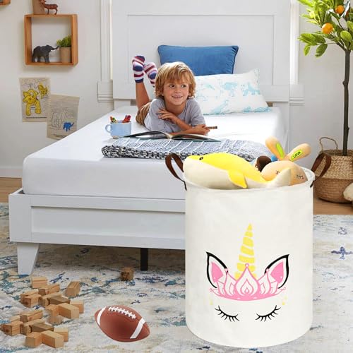 Image of MAIZMZ Baby Waterproof Storage Basket Kids Hamper Nursery Bins Organizer Gift Toy Box Laundry Basket for Women Large Canvas Collapsible Chest for Home /Dorm /Office /Room Decor