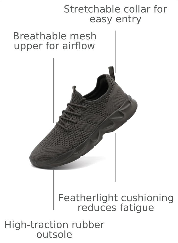 Image of DLWKIPV Mens Running Shoes Sneakers Tennis Non Slip Walking Gym Workout Athletic Slip On Casual Lightweight Breathable Mesh Fashion