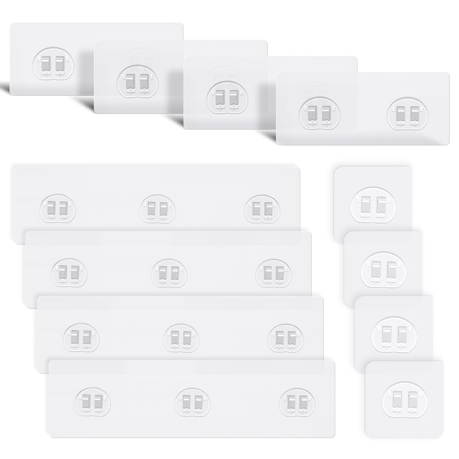 12 PCS Shower Caddy Adhesive Hooks Replacement, No Drill Strong Waterproof Shower Shelf Adhesive Hooks for Bathroom Wall, Soap Holder & Kitchen Rack Storage (3 Sizes)