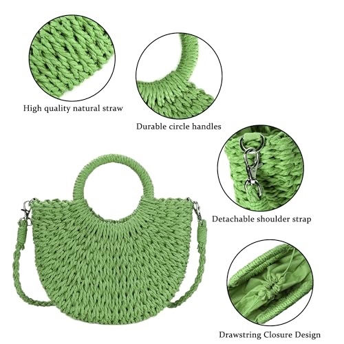 Image of Womens Straw Beach Bag Woven Crossbody Shoulder Bags Top Handle Satchel Handbag Purse for Summer