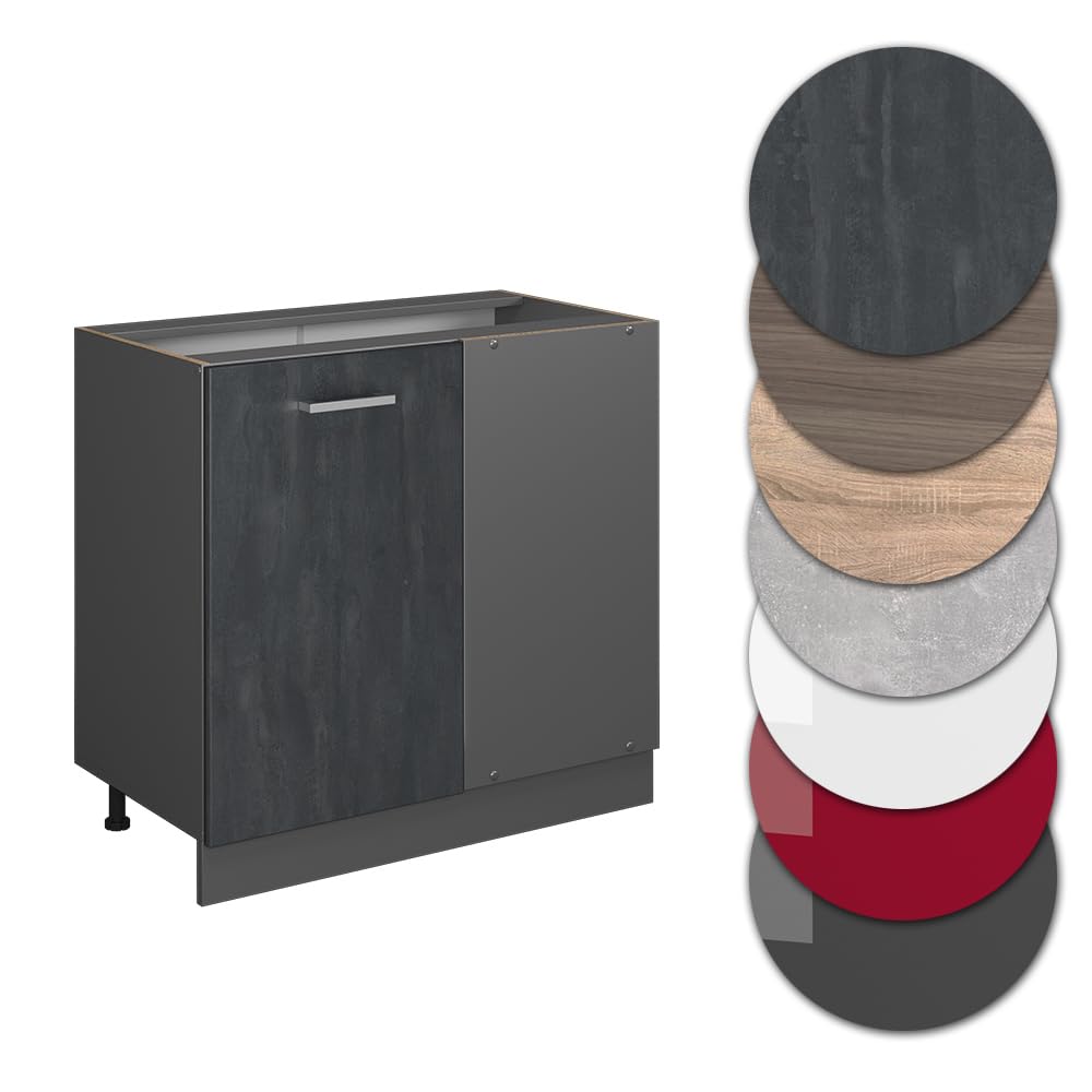 Vicco Armario de Esquina R-Line, Hormigón Negro, 86 cm