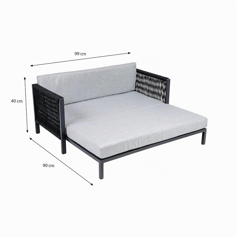 greemotion PET Hundesofa aus Aluminium mit Ropes, ca. 100 x 40 x 117 cm, anthrazit/grau