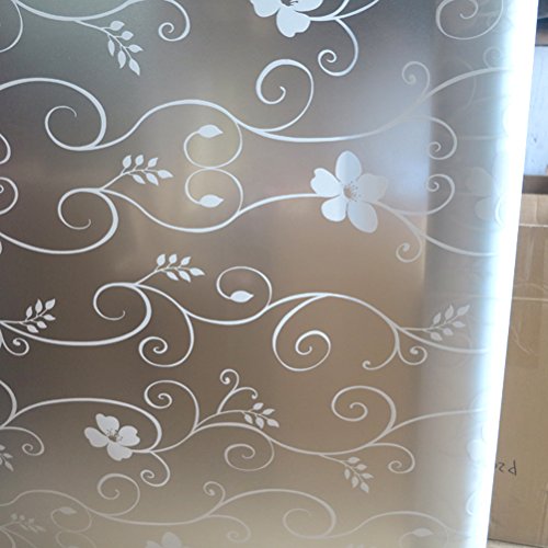 Película decorativa autoadesiva WINOMO para janela de vidro fosco flor de ferro decalque de janela p