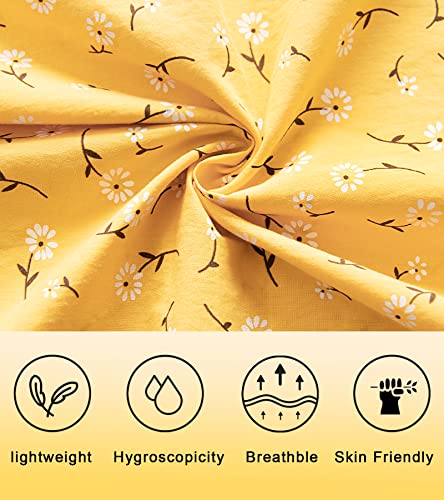Izzy + Toby Cotton Nightgowns For Women Sleeveless Victorian Nightgown Lightweight Comfy Night Dress Sleepwear Cute Nighty Lounge Dress Nightshirt Print Yellow S #TOP4