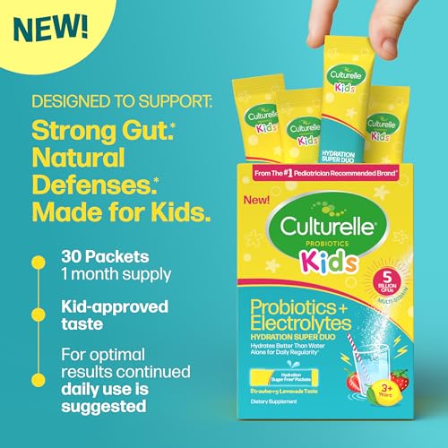 Culturelle Kids Probiotics + Electrolytes, Strawberry Lemonade, 30 Packets - image 4