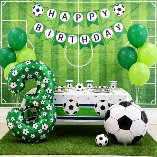 Image of 40 Inch Soccer Number 8 Balloons Large Foil Balloon Number 8 Birthday Deco | World Cup Sports Soccer Theme Decoration For Soccer Party And Boy'S 8 th Birthday