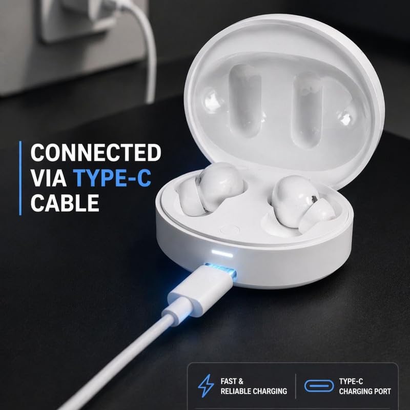Image of Truly Wireless Earbuds with ANC for Oppo Reno12 Pro, 13, 13 Pro, 14, Pro, Pro, Pro, 6 5G Earphones Earbuds Bluetoot Headphones Cinematic Audio-B-White