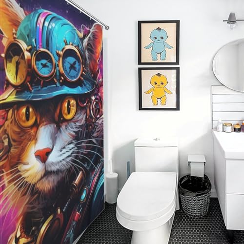 Rideau de douche de qualité supérieure en tissu lavable chat mignon