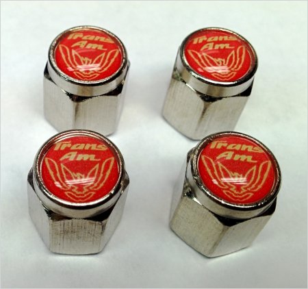 Pontiac Trans Am Formula Valve Stem Caps (Chrome - Gold/Red)