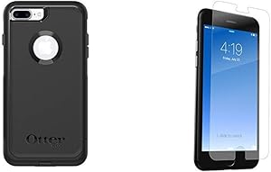OtterBox COMMUTER SERIES Case for iPhone 8 Plus & iPhone 7 Plus BLACK & ZAGG InvisibleShield Glass+ Screen Protector – Extreme Impact & Scratch Protection – Easy to Apply – Seamless Touch Sensitivity