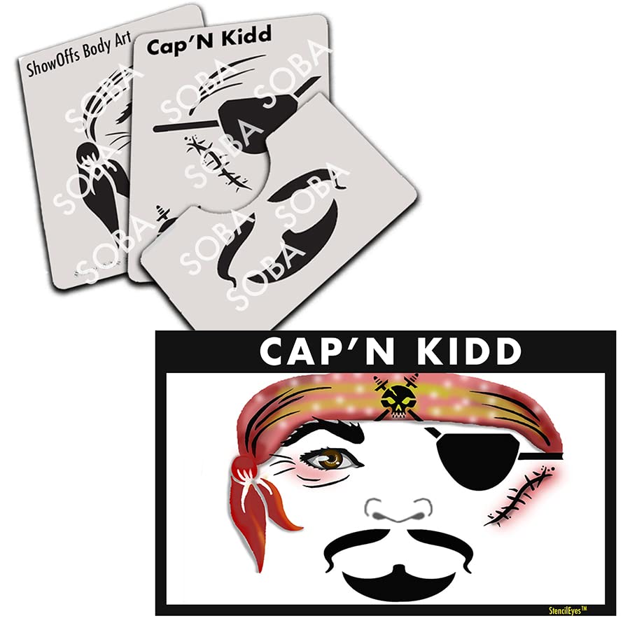 Face Painting Stencil - StencilEyes Cap'n Kidd - Pirate