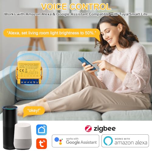 Mini Zigbee Módulo Interruptor de 2 vías con doble canal regulador para control de luces de hogar 4