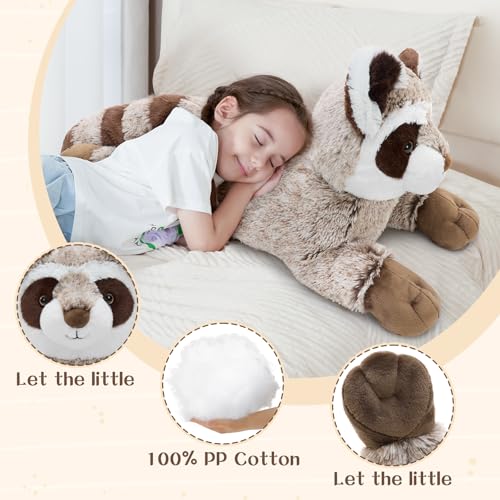 Image of BENINY 30 inch Giant Raccoon Stuffed Animal Plush - Oversized Raccoon Plushies - Fluffy Big Stuffed Racoon Toy Birthday Gifts for Kids - Sweet Companion