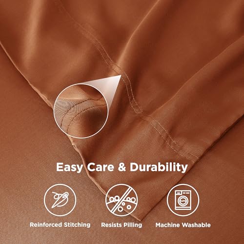 Bedsure Cooling Pillow Cases Standard Size, Rayon Derived from Bamboo Standard Pillowcases Set of 2, Breathable & Silky Soft Bedding Pillow Covers with Envelope Closure, Burnt Orange, 20x26 Inches