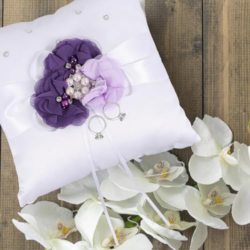 NUOLUX Ring Bearer Pillow,2020cm Wedding Ring Pillow Pearl Flower Decorated