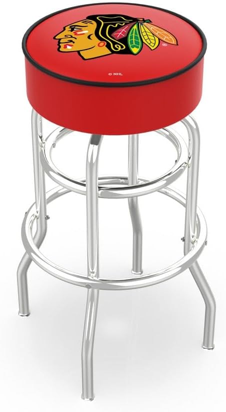 HBS L7C1 Chicago Blackhawks 30" Double-Ring Swivel Bar Stool with Chrome Finish