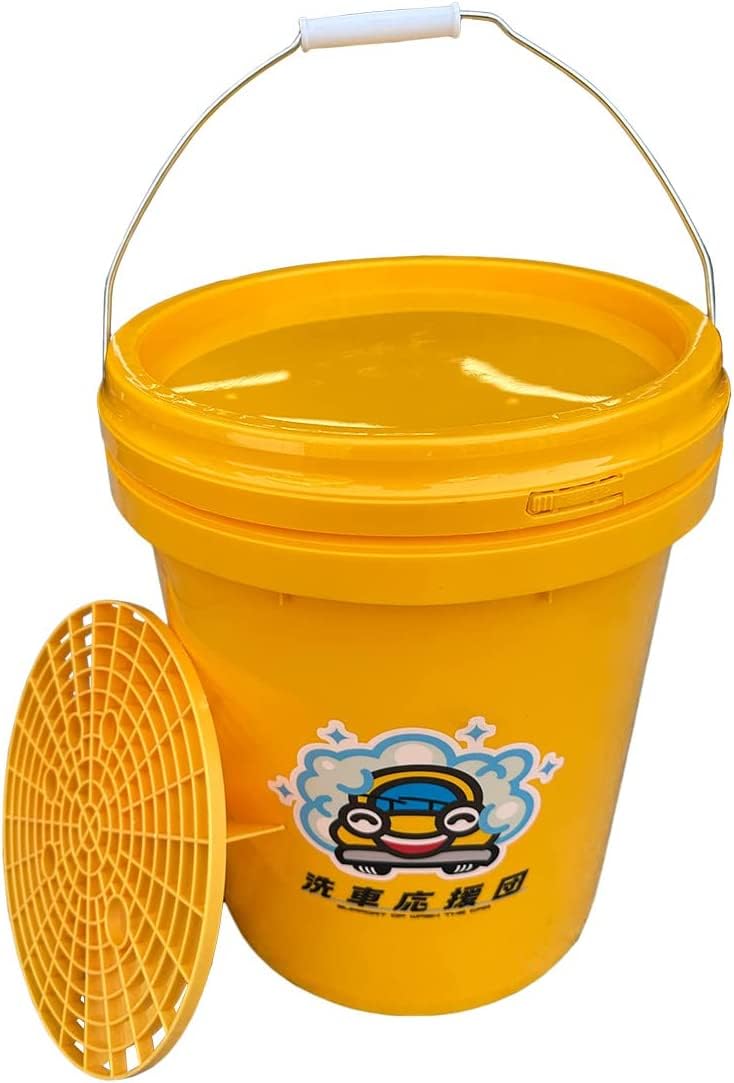 Amazon.co.jp: 洗車応援団 幸せの黄色い洗車用バケツ 20L【 4点セット