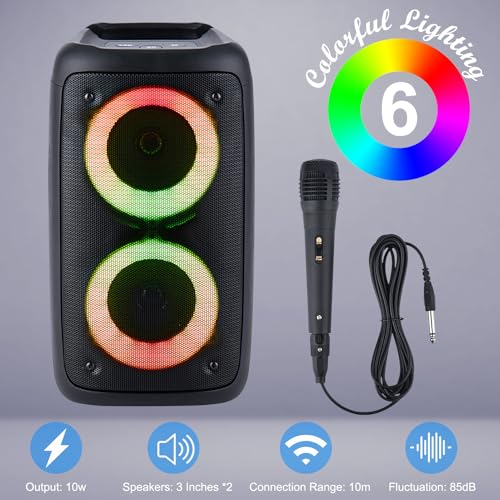 Portable Bluetooth Speaker,Karaoke Machine for Adults and Kids,with Lights Loud Big Bluetooth Speaker,Rechargeable Dj/PA Speaker System with TF Card,AUX in,REC,TWS for Outdoor Sport Home Party - Image 7