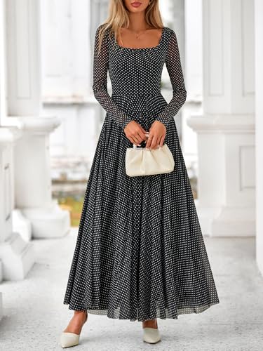 BTFBM Women Maxi Dress Fall 2025 Fashion Elegant Long Sleeve Square Neck Floral Print Party Club Wedding Guest Dresses