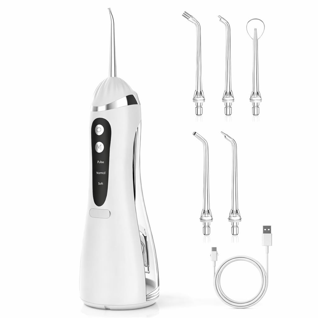 Premium Cordless Water Flosser for Teeth – Portable Oral Irrigator with 3 Pressure Modes & 4 Jet Tips, IPX7 Waterproof Dental Flosser for Braces, Gums & Deep Cleaning, USB Rechargeable