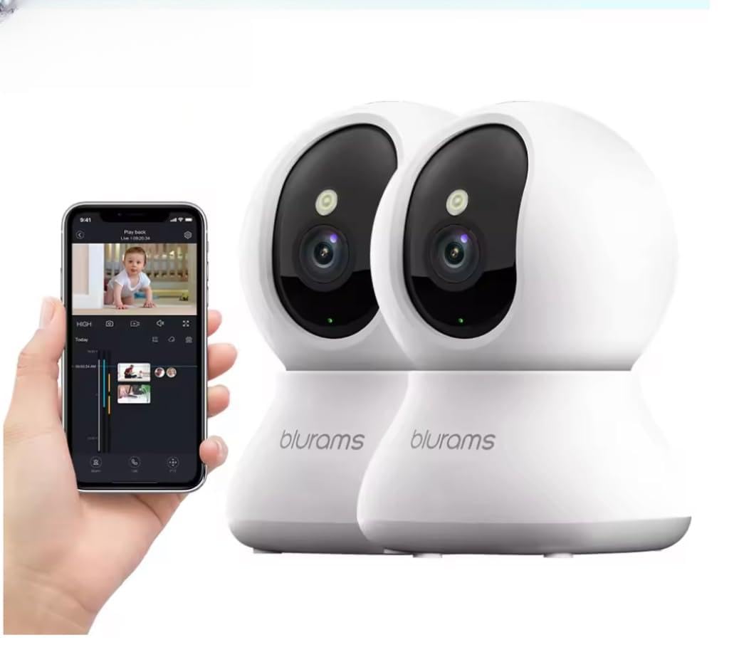 Baby Monitor Telecamera di sicurezza domestica HD 2K con rilevamento del movimento e audio bidirezionale, installazione semplice, giorno e notte chiara monitor video per neonati (2)