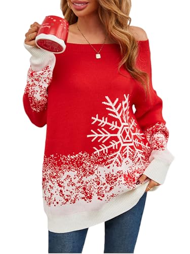 Image of ZAFUL Sweaters for Women Off Shoulder Knit Sweater with Long Sleeve Loose Pullover Jumper Tops