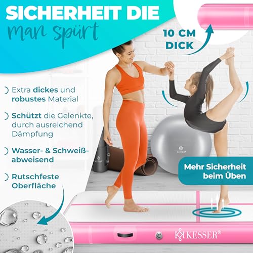 KESSER® Turnmatte Aufblasbar Airtrack 500x100x10 (Rosa) - 4