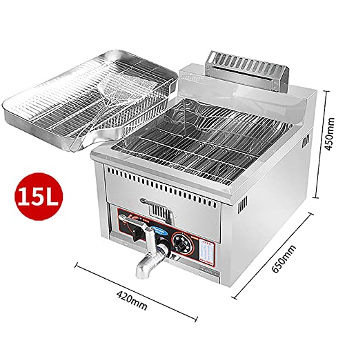 Kommerzielle Fritteuse 15L/17L Gasfritteuse mit Ölrückgewinnungspfanne und Ölfilterschaufel, strapazierfähige Pommes Frites aus Edelstahl für Restaurants – Bild 3