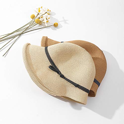 Womens Wide Brim Sun Hat,Elegant Structured Curved Fedora Floppy Beach Straw Hat, Upf50+ Beige #TOP7