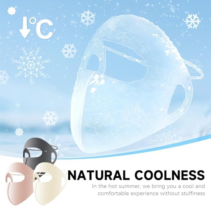 Image of Tomorrow Fashion Full Face Mask for Sun Protection, 3D Face Cover for Women, UPF 50+ Summer Face Mask for Women, Breathable Ice Silk Cooling Sun UV Face Reusable Mask for Biking, Driving BLACK