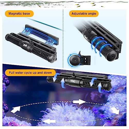 Image of hygger Aquarium Wave Maker, 55W Adjustable Cross Flow Pump with LED Display Controller, Magnetic DC 24V Aquarium Powerhead for Freshwater and Marine Reef Aquariums Up to 150CM in Length