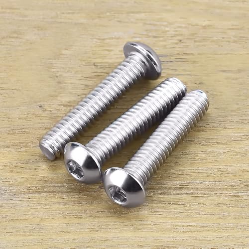 Image of 1 /4-20 x 1-1 /4 inch Button Head Socket Cap Bolts Screws, 304 Stainless Steel 18-8, Allen Hex Drive, Bright Finish, Fully Machine Thread, Pack of 50