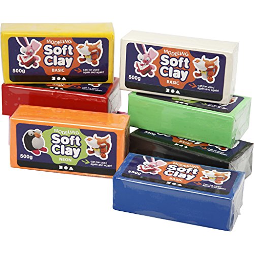 Soft Clay, size 13x6x4 cm, asstd colours, 8x500g, Assorted Colours, 13 cm x 6 cm x 4 cm - Image 2