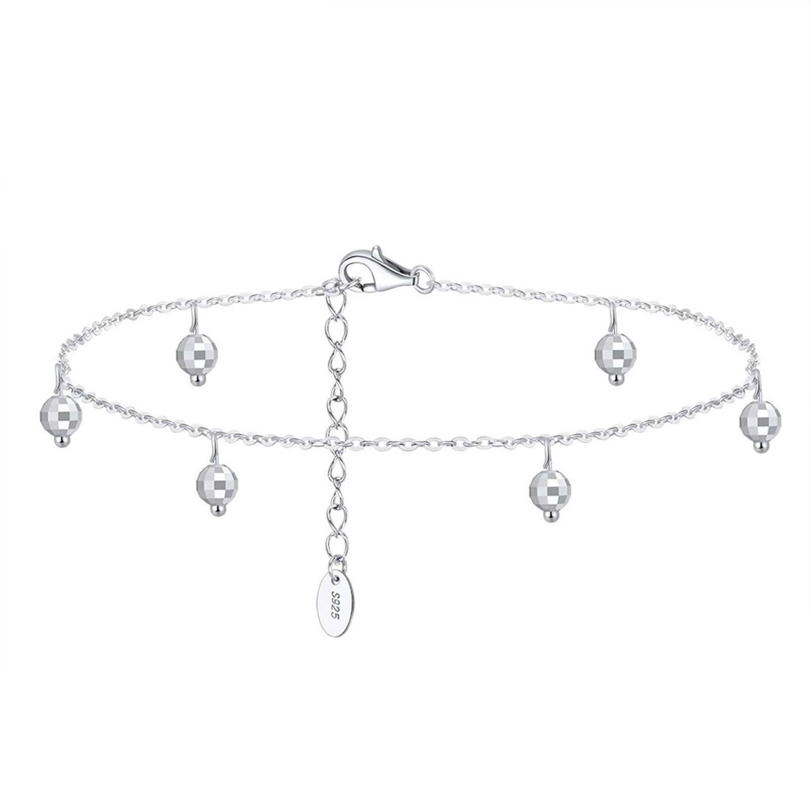 Cavigliera da donna in argento 925 con sfera regolabile argento/oro per mamma