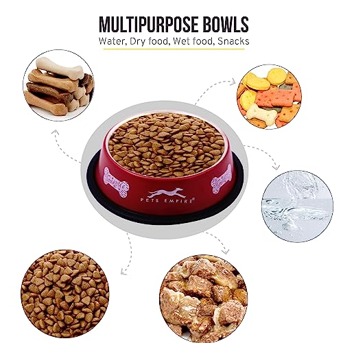 Image of Pets Empire Stainless Steel Dog Feeding Bowl, Grey Colour, Medium (Cherry)