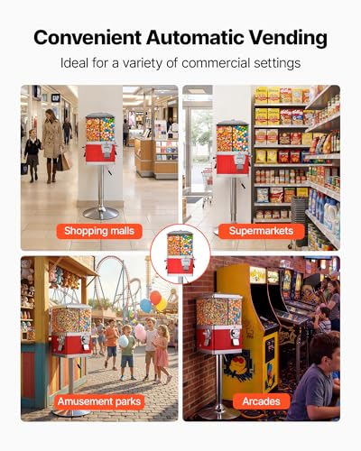 Image of VEVOR Candy Vending Machine, Four Compartment Candy Vending Machine with Stand, Gumball & Candies Vendings Machines with Adjustable Height, Vintage Candies Dispenser for Shop, Arcade, Family Gathering