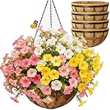 nongcunren - Paquete de 4 macetas colgantes de 12 pulgadas para plantas al aire última intervensión, cesta grande para...