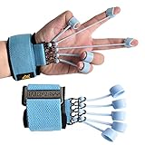 MATERIAL DE ALTA CALIDAD: El entrenador de dedos está hecho de silicona de alta calidad, que es flexible y elástica, lo que lo hace cómodo de usar incluso durante largos períodos de tiempo. ¡La banda de dedo de silicona de alta elasticidad y el neopreno y las correas de alta calidad hacen que el producto sea perfecto para todos!