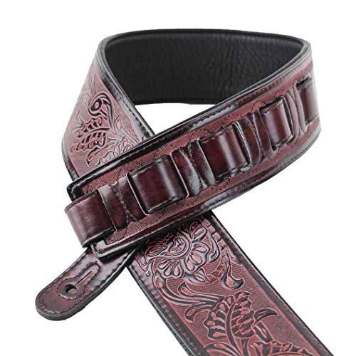 Walker & ‿Williams DLX-285 Sangle rembourrée pour guitare avec outil en relief Marron bordeaux - Les Beatles, Paul McCartney, John Lennon, RIngo Starr, George Harrison Walker & ‿Williams DLX-285 Sangle rembourrée pour guitare avec outil en relief Marron bordeaux – Image 4