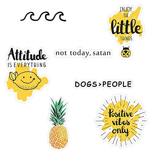 Vsco Cute Stickers for Hydro flasks[10pcs] Cute, Positive, Lovely, Trendy, Aesthetic, Mustard Yellow Sticker for Teen, Girls, Feminists - for Water Bottles Laptop MacBook Computer iPhone iPad Guitar