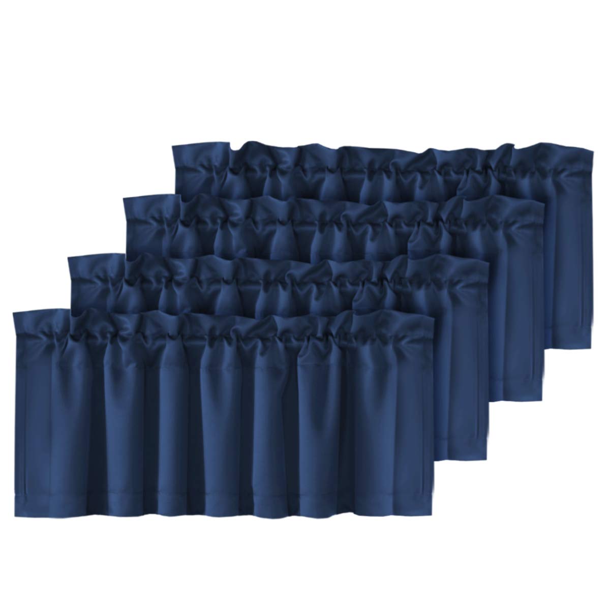 H.VERSAILTEX Blackout Valances for Windows,Navy Blue Kitchen Valance Curtains for Living Room/Bedroom/Bathroom/Basement Privacy Rod Pocket Short