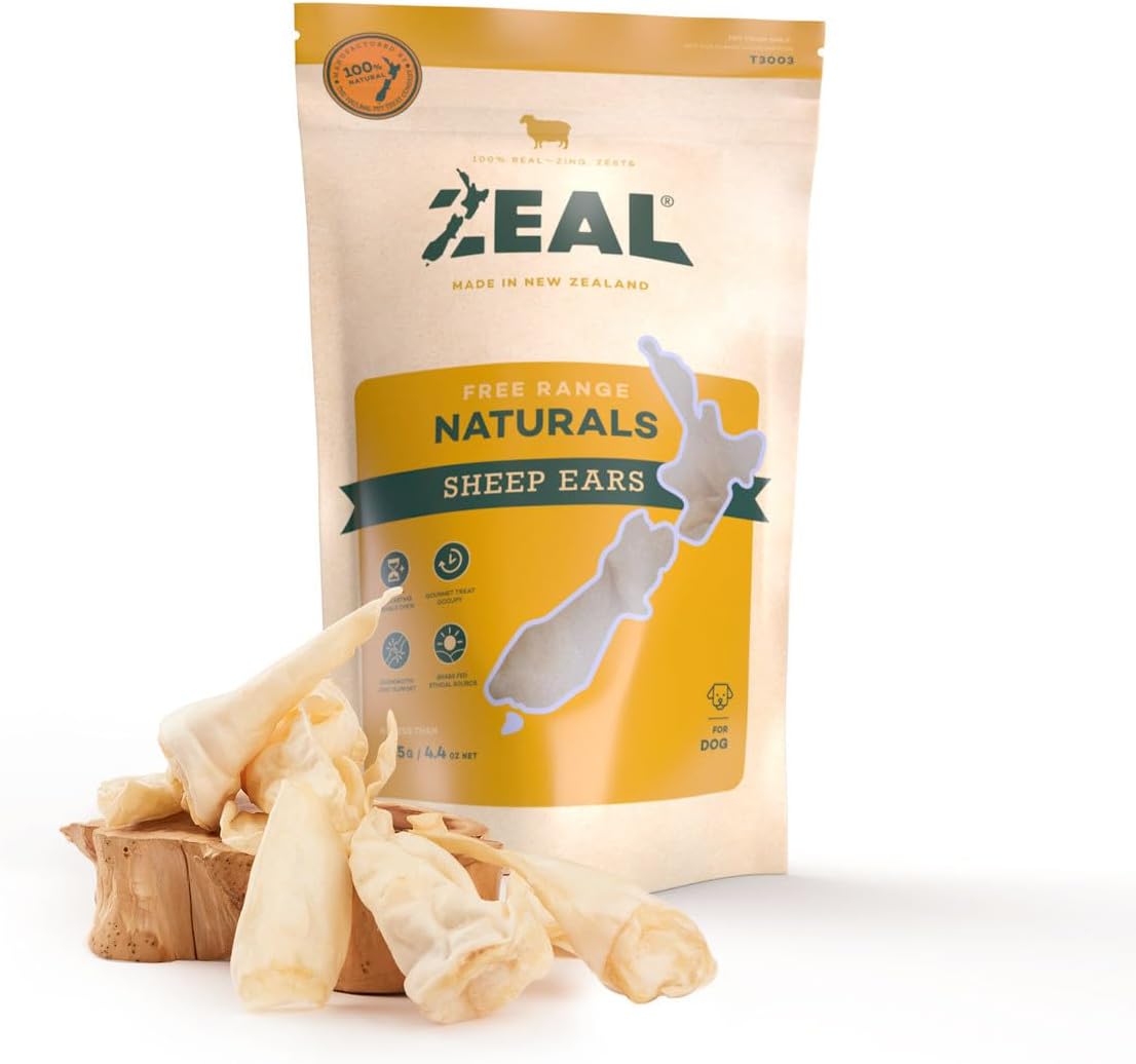 Kiwi Pet Foods Sheep Ears Zeal All Natural Dog Treats, 125Gm