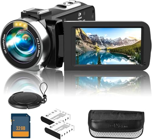Dumjug 4K Camcorder Video Camera, 48MP Digital Video Camera for YouTube, with 3'' 270 Degree Rotation Touchscreen, 18X Video Recorder Vlogging Camera with Remote Control and Two Batteries