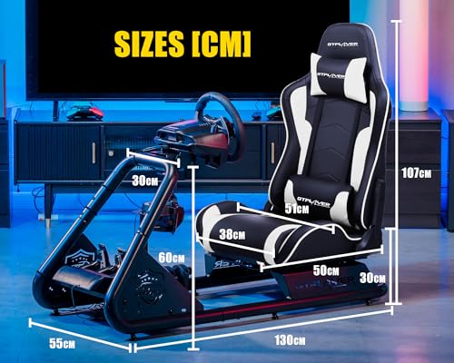 GTPLAYER Wysokiej jakości kokpit Sim Racing, symulator jazdy, fotel symulacyjny PC z głośnikiem, kierownicą i uchwytem na pedały