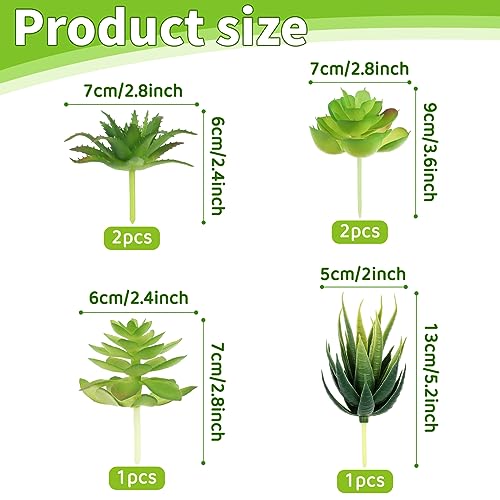 PietyPet Fake Succulent Plants, 6pcs Mini Green Succulent Plants Faux, Artificial Succulents Plants for DIY Crafting Home Floral Wall Office Decoration (excluding pots)