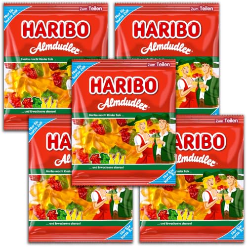 HARIBO Almdudler Gummibärchen 5x160g | Kult-Süßigkeit mit Himbeer-, Holunder- & Kräutergeschmack | Originelles Mitbringsel & Geschenk… – Ansicht 1