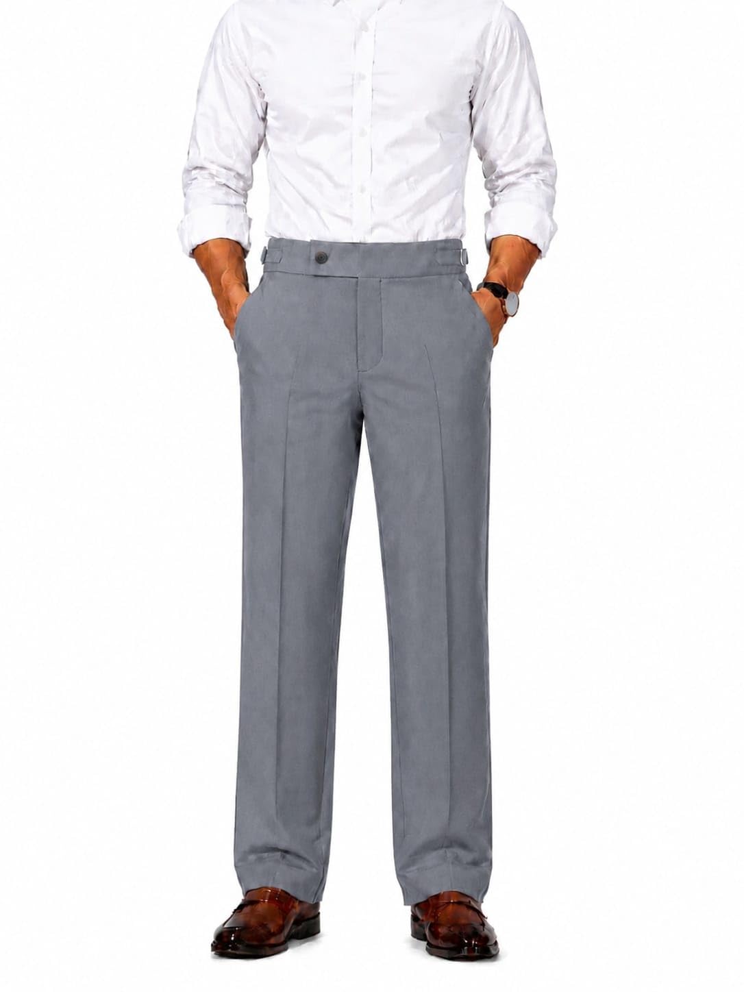 Cotton Scotch Men's Gray Formal Trouser Steel Grey - Image 1