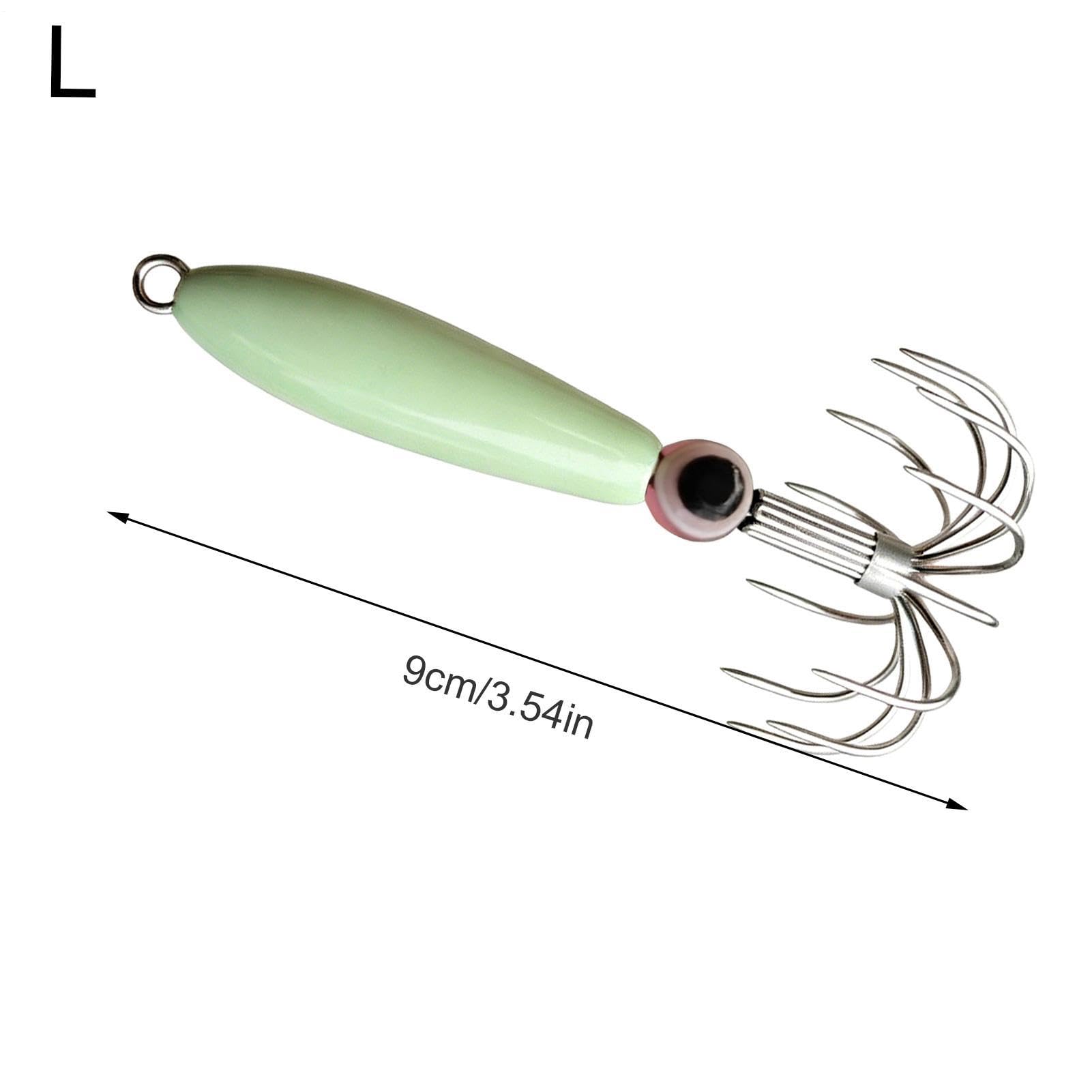 Potera De Calamar | 12 Agujas Metálicas Ligeras Antiescape - Potera de Metal Fosforescente para Calamar | para Sepia Pulpo Pesca Nocturna De Mar Zona Costera Muelle Pescadores Aire Libre