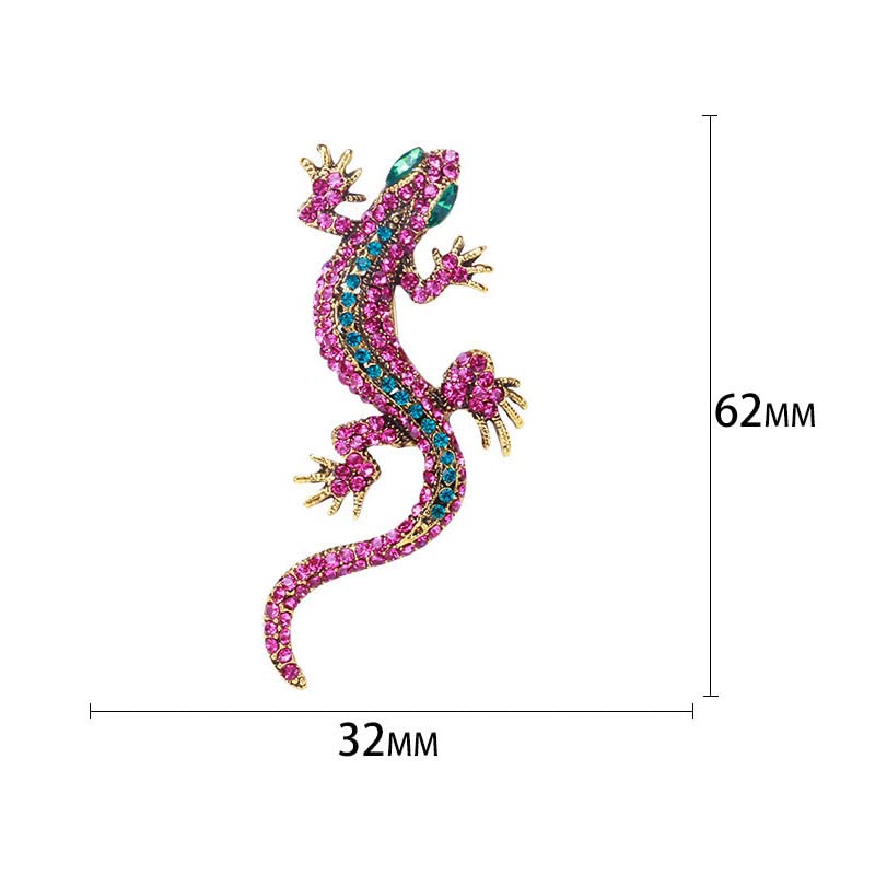 Image of Opexicos 2Pcs Funny Lizard Diamond Gecko Party Pin Clothes Jewelry Vintage Metal Brooch
